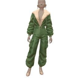 Ikon Pixel Green Jumpsuit With Fur