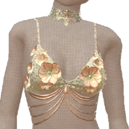 La Haute Couture Mint Metallic Flower Chain Top