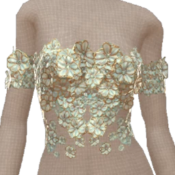 La Haute Couture Mint Flower Sleeve Top