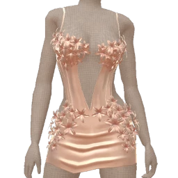 La Haute Couture Blush Pink Flower Mini Dress