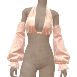 La Haute Couture Ethereal Plunge Top With Ruffled Sleeves