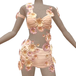 La Haute Couture Opal Flower Sheer Illusion Dress