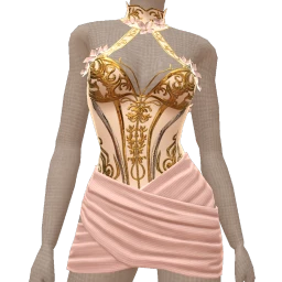 La Haute Couture Rose Gold Garden Chiffon Corset Dress Outfit