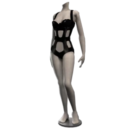 Secrets Latex Cutout Bodysuit - Black 