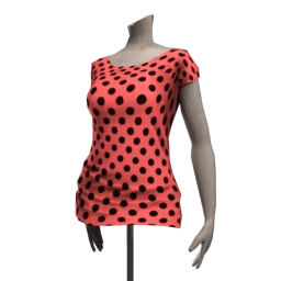 Long Tee with Black Polka Dots