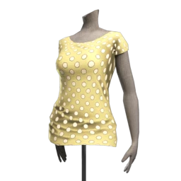 Long Tee with White Polka Dots