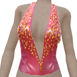 Mahiki Hot Pink And Orange Diamonds Halter Top