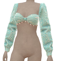 Mahiki Acqua Green Embroidered Crop Top