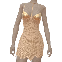 Mahiki Gold Wave Beige Crochet Mini Dress