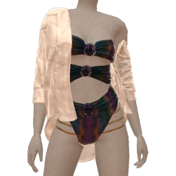 Mahiki Oily Shine Biniki And Contrasting Casual Shirt