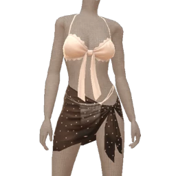 Mahiki White Bikini With Sheer Black Sarong