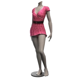 Checked Pattern Mini Dress with Belt