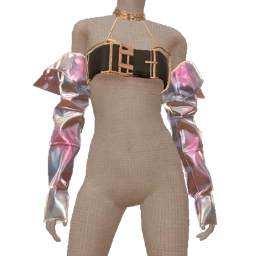 Ikon Elite Couture Belted Top With Iridescent Sleeves