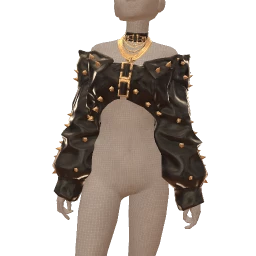 Ikon Elite Black Leather Gold Studded Oversized Crop Jacket