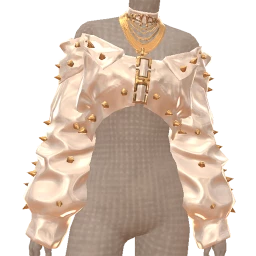 Ikon Elite White Leather Gold Studded Oversized Crop Jacket