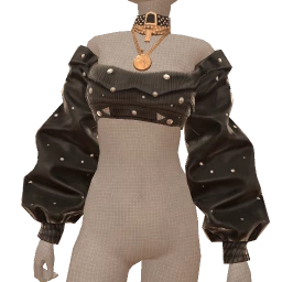 Ikon Elite Black Off-Shoulder Gold Studded Crop Top