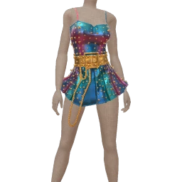 Ikon Elite Iridescent Gold Studded Flared Mini Dress