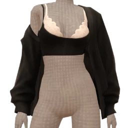 Palermo Layered Black Chunky Knit Cardigan