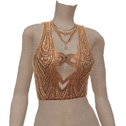 LHC Embellished Carved Bronze Top