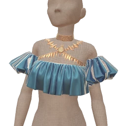 Ikon Elite Blue Satin Frill Crop Top