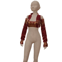 Ikon Elite Red And Gold Plush Velvet Sparkle Crop Top