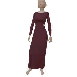 Scoop Open Back Dress With Long Sleeves