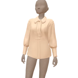 Scoop Tie Neck Shirt With Long Sleeves