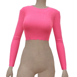 Scoop Cropped Crewneck With Scallop Trim