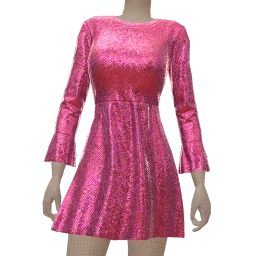 Scoop Pink Sequin Dress With Slit Sleeves