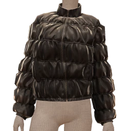 Scoop Faux Leather Puffer Jacket 