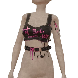 Delirious Black Leather Pink Punk Top