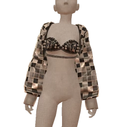 Drop Science Black And Silver Check Skater Top