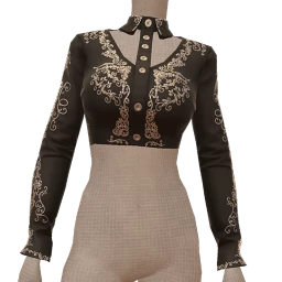 USAesthetics Western Black Collar Cropped Shirt