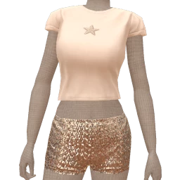 USAesthetics Silver Star T-Shirt And Micro Shorts