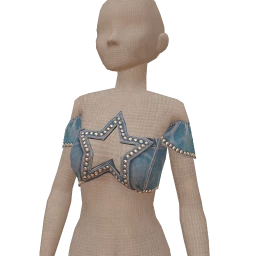 USAesthetics Denim Star Cut Out Cropped Top