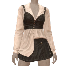 USAesthetics Open Collar Corseted Shirt & Half Tucked-In Skirt
