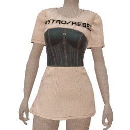 USAesthetics Retro Rebel Oversized T-Shirt Dress With Denim Corset