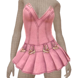 USAesthetics Pink Denim Fitted Mini Dress