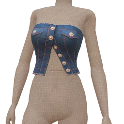 USAesthetics Denim Strapless With Silver Chain