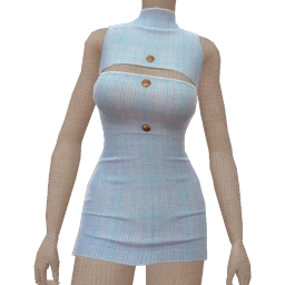 Yume Blue Tweed Cut Out Mini Dress