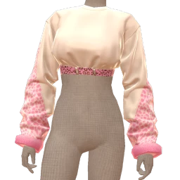 Yume Dreamy Cyber Pink Leopard Fur Sleeve Top