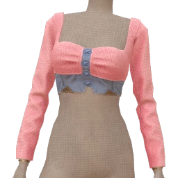 Yume Pink Knit Denim Cropped Top