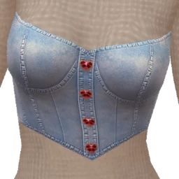 Yume Pink Heart Denim Corset Top