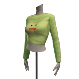 Yume Impresed-Unimpressed Crop Sweater - Green