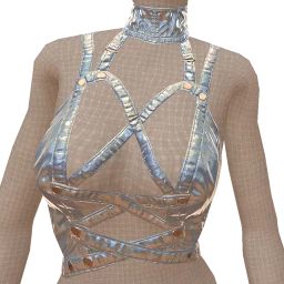 Yume Blue Metallic Strap Detail Top