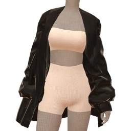 Yume Black Oversized Jacket Casual Outfit