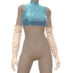 Yume Futuristic Latex High-Neck Top With White Gloves