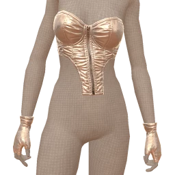 Yume Metallic Zip Corset With Silver Gloves