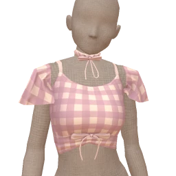 Yume Gingham Crop Top With Neck Bow