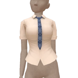 Yume Collegiate Chic Blouse With Blue Patterned Tie